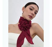1 pezzo Lo scialle in chiffon con rosa tridimensionale è realizzato in tessuto chiffon leggero ed elegante, con uno stile retrò francese elegante. La forma delicata e tridimensionale del fiore è lisci