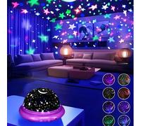 1 pezzo Luce notturna a LED a forma di stella e UFO, lampada proiettore per il sonno, proiettore di luce ambiente a 7 colori, decorazione per casa, soggiorno, vacanze, decorazione da parete, campeggio