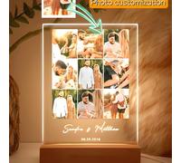 1 pezzo Luce notturna a LED personalizzata per coppia con foto collage, luce notturna in acrilico personalizzata con foto e testo, luce foto personalizzata, cornice portafoto led con foto collage pers