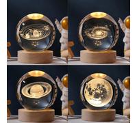 1 pezzo Luce notturna a sfera di cristallo olografica incisa al laser del sistema solare 3D creativo, regalo di compleanno della palla di cristallo, decorazione per Natale, festa della mamma, San Vale