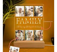 1 pezzo Luce notturna da tavolo in acrilico con collage di foto della famiglia, serie mattutina e notturna, decorazione da scrivania, foto di genitori, figlie, figli, famiglia, nonni, luce personalizz