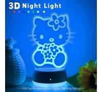 1 pezzo Luce notturna in acrilico di Hello Kitty - Lampada da scrivania a LED a 7 colori cangianti con alimentazione USB, controllo touch, adatta per camera da letto, festa, Natale, San Valentino, reg