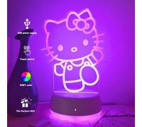 1 pezzo Luce notturna in acrilico di Hello Kitty - Lampada da scrivania a LED a 7 colori cangianti con alimentazione USB, controllo touch, adatta per camera da letto, festa, Natale, San Valentino, reg