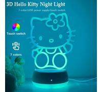 1 pezzo Luce notturna in acrilico Hello Kitty - Lampada da scrivania a LED a 7 colori cangianti con alimentazione USB, controllo touch, adatta per camera da letto, festa, Natale, San Valentino, regalo