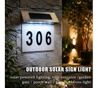 1 pezzo Luce solare per numero civico, targa da parete impermeabile IP65 con 4 LED, lampada solare per porta esterna, targa numero civico illuminata per giardino, cortile, villa, Natale, Ognissanti e 