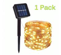 1 pezzo Luci a filo di rame a LED solari da 7m/12m/22m/32m, luci decorative per percorsi esterni, ghirlande, patio, matrimoni, campeggio, giardino, strada, terrazza 7M 50LED,32M 300LED,12M 100LED,22M 