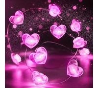 1 pezzo Luci a forma di cuore, 3 metri 30 pezzi Luci a LED a forma di cuore, Alimentate a batteria, Decorazione per la stanza, Decorazione per la Festa della Mamma, Decorazione per San Valentino, Deco