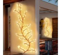 1 pezzo Luci a ramo di albero a simulazione solare, 72 LED bianchi caldi, luci da esterno in rattan, per giardino, patio, parete, festa, atmosfera, decorazione. Modello a scatola batterie da 16 LED, r
