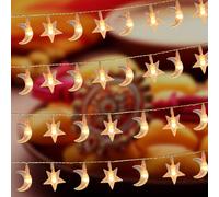 1 pezzo Luci a stringa a forma di stelle e lune da 10/20/30/40 luci, lunghe 1,5/3/4,5/6m, luci da favola per decorare la stanza, feste di compleanno, matrimoni, regali, adatte per tutto l'anno 1.5M,2 