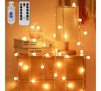 1 pezzo Luci a stringa a globo bianche a 8 modalità alimentate tramite USB con telecomando, adatte per decorazione interna domestica, camera da letto, pareti, esterno, matrimoni, feste, alberi di Nata