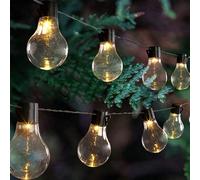 1 pezzo Luci a stringa a globo retrò in vetro, a 8 modalità, alimentate ad energia solare LED, adatte per decorazione del giardino, decorazione della tenda da campeggio, illuminazione da esterno per m