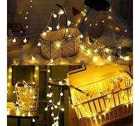1 pezzo Luci a stringa a LED bianco caldo alimentate a batteria, luci fatate calde, luci a globo bianco caldo, adatte per camera da letto, aula, dormitorio, campeggio, matrimonio e decorazione nataliz
