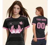 1 pezzo Maglia da calcio personalizzata da e rosa - Motivo a gesto audace, texture ondulata delicata, tessuto traspirante che assorbe l'umidità, personalizza il tuo nome e numero, unica in campo, part
