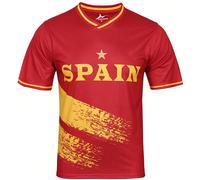 1 pezzo Maglia da calcio spagnola da uomo, maglietta sportiva rossa, t-shirt atletica comoda adatta per partite di squadra L,M,S,XL,XXLTessuto in maglia