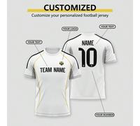 1 pezzo Maglia personalizzata 2026 La Liga (Spagna), bianca con grafica. È possibile personalizzare il proprio numero. T-shirt personalizzata, ottimo regalo per il nuovo anno. Personalizzata, comoda,