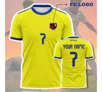 1 pezzo Maglia personalizzata della nazionale di calcio dell'Ucraina per i Mondiali 2026 - Nome e numero personalizzati, kit giallo ad alte prestazioni con logo del tridente, tessuto traspirante e con