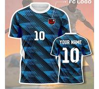 1 pezzo Maglia personalizzata della nazionale francese per i Mondiali 2026, a righe blu e bianche, divisa da allenamento e partita, completamente personalizzabile con logo della squadra, nome e numero