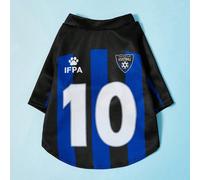 1 pezzo Maglia sportiva in stile casual, comoda, con numero 10 e strisce blu e nere, adatta per cani e gatti di compagnia 3XL,4XL,5XL,L,M,S,XL,XS,XXLBlocchi di colore,LettereTessuto