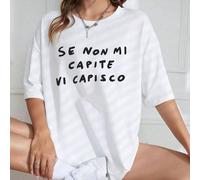 1 pezzo Maglietta 100% cotone con scritta minimalista in italiano - Se non mi capisci, io capisco te, carattere casual nero scritto a mano L,M,S,XL,XXLAnimale,Auto,Fumetto,Grafico,TropicaleTessuto in