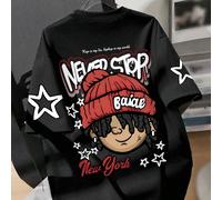 1 pezzo Maglietta a maniche corte casual da ragazzo con stampa a graffiti e cartoni animati "NEVER STOP", adatta per l'uso quotidiano a scuola 6Y,7Y,8Y,9Y,10Y,4Y,5Y,14Y,11Y,12Y,13Y,16Y,15YFumettoPolie
