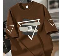 1 pezzo Maglietta a maniche corte con stampa a triangolo per ragazzi adolescenti, top con texture artistica stile street, essenziale per l'uso quotidiano a scuola 6Y,7Y,8Y,9Y,10Y,4Y,5Y,14Y,11Y,12Y,13Y