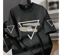 1 pezzo Maglietta a maniche corte con stampa a triangolo per ragazzi, top con texture artistica in stile street, essenziale per l'uso quotidiano a scuola 6Y,7Y,8Y,9Y,10Y,4Y,5Y,14Y,11Y,12Y,13Y,16Y,15YL