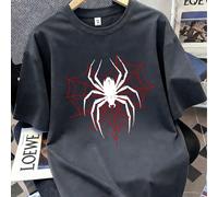 1 pezzo Maglietta a maniche corte con stampa ragnatela unica per ragazzi adolescenti. Caratterizzata da una vestibilità oversize, traspirante e confortevole, adatta per uscite quotidiane, raduni, vaca