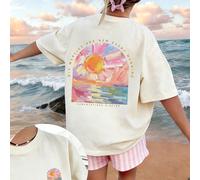 1 pezzo Maglietta a maniche corte stampata per ragazze, top estivo comodo e alla moda per studenti e giovani, usciamo e giochiamo con bei vestiti 6Y,7Y,8Y,9Y,10Y,14Y,11Y,12Y,13YGraficoPoliestere