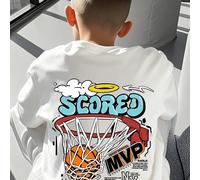 1 pezzo Maglietta a maniche lunghe casual con stampa per ragazzo pre-adolescente, adatta per primavera/autunno, abbigliamento per studenti giovani, top alla moda, caldo e confortevole per ragazzi adol