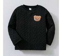 1 pezzo Maglietta a maniche lunghe con texture confortevole e toppe di orsacchiotto classico per ragazzi, adatta per la scuola in primavera/autunno 6Y,7Y,4Y,5YAnimale,FumettoTessuto