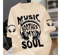 1 pezzo Maglietta a tema musicale per ragazzi adolescenti, con slogan "LA MUSICA CALMA LA MIA ANIMA", adatta per la primavera e l'estate, per uso quotidiano a scuola 6Y,7Y,8Y,9Y,10Y,4Y,5Y,14Y,11Y,12Y,
