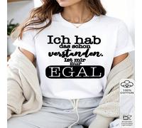 1 pezzo Maglietta casual da donna in 100% cotone con citazione tedesca "Ich Hab Das Schon Verstanden", con una tipografia audace e giocosa in nero, che presenta il testo tedesco "Ich Hab Das Schon Ver