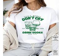 1 pezzo Maglietta casual da donna in 100% cotone con grafica scherzosa a tema alcolico "Non preoccuparti, non piangere, bevi vodka e vola" L,M,S,XLGeometrico,Cuore,PianteTessuto in maglia