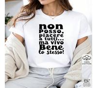 1 pezzo maglietta casual da donna in 100% cotone, con stampa di una citazione in italiano bold e divertente "non Posso, Piacere A Tutti...", perfetta per chi abbraccia l'individualità L,M,S,XLGeometri