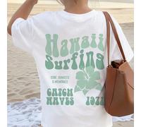 1 pezzo Maglietta casual da ragazza con stampa floreale e lettera inglese a girocollo, manica corta, abbigliamento estivo per studenti - La colorata maglietta con stampa floreale e lettera porta gioia