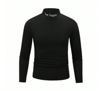 1 pezzo Maglietta casual da ragazzo con mezza collo alto e stampa di lettere, adatta per il tempo libero, i pendolari, l'uso quotidiano, i look a strati e lo sport 14Y,13Y,16Y,15YColore unicoPoliester