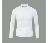 1 pezzo Maglietta casual da ragazzo con mezza collo alto e stampa di lettere, adatta per il tempo libero, i pendolari, l'uso quotidiano, i look a strati e lo sport 14Y,13Y,16Y,15YLetterePoliestere