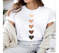 1 pezzo Maglietta da donna 100% cotone ZHST02A66 - Stampa a cuori sfumati, simbolo dell'amore, arte moderna minimalista, adatta per tutte le stagioni, per signore e donne, offerta a tempo limitato, re