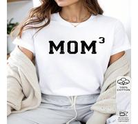 1 pezzo Maglietta da donna a girocollo in 100% cotone con stampa della scritta "MOM³", t-shirt ispirata alla matematica, stile grafico semplice, adatta per tutte le stagioni per giovani donne, regalo 