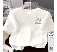 1 pezzo Maglietta da donna in 100% cotone, semplice, con stampa minimalista di un gesto della mano e testo, girocollo, manica corta, adatta per tutte le stagioni L,M,S,XLFumetto,LettereTessuto in magl