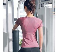 1 pezzo Maglietta da yoga per donna di colore rosso intenso, traspirante e ad asciugatura rapida, top slim fit per allenamento fitness, corsa e yoga, t-shirt di base estiva L,M,S,XLLettere,Colore unic