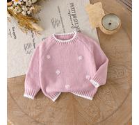 1 pezzo Maglione casual e carino da ragazza con ricamo, collo rotondo, comodo per tutti i giorni, adatto per parchi divertimento, attività genitori-figli, fotografia all'aperto, vacanze, uscite, casa,