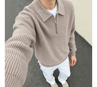 1 pezzo Maglione casual e versatile di colore blu Klein, adatto per uomini e ragazzi adolescenti, per l'autunno/inverno 8Y,10Y,14Y,12Y,16YColore unicoPoliestere