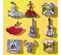 1 pezzo Magnete da frigorifero 3D del Palazzo Alhambra della Spagna, accessori decorativi per la casa creativi Rosso danzante,Palazzo d'oro spagnolo,testa di toro,Ballando Bianco 3,Corrida,Giardino de