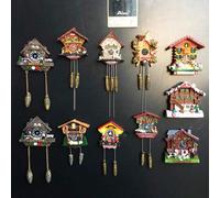 1 pezzo Magnete da frigorifero in legno a forma di orologio a cuculo artigianale stile regalo creativo dipinto ispirato a Van Gogh, souvenir della Germania/Austria/Svizzera Orologio a cucù svizzero co