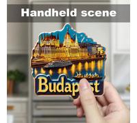 1 pezzo Magnete per frigorifero di Budapest, Ungheria - Magnete in acrilico ottagonale morbido in gomma, design del paesaggio della città con il fiume Danubio e la Basilica di Santo Stefano, forte ade