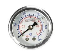 1 Pezzo Manometro per Aria, 0-1MPa, Quadrante 40mm, Filettatura PT1/8, Montaggio Centrale Posteriore, Custodia in Acciaio Inox per Sistemi Pneumatici di Compressore