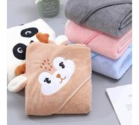 1 pezzo Mantella con cappuccio in pile di corallo con ricamo di cartoni animati, poncho asciugamano da bagno per bambini 80*80FumettoPoliestere