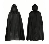 1 pezzo Mantella unisex adulti nera in tessuto a rete, mantella con cappuccio a strato singolo, accessorio per costume da strega, demone, vampiro, adatto per Ognissanti, feste in maschera, esibizioni,