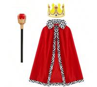1 pezzo Mantello del Re per Natale, accessorio costumistico per feste, mantello rosso per cosplay Tagli Unica,Mantello C-130 cm 1pz,Set mantello, scettro e corona B-90 cm,Mantello D-90 cm 1pz,Set mant
